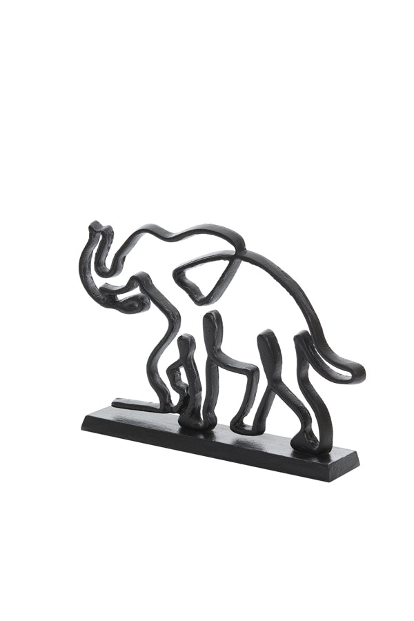 Matte Black Elephant Sculpture on Stand (34x8x25 cm)