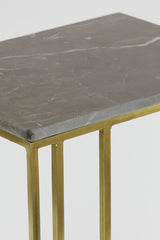 Elegant Side Table with Roshan Brown Marble and Antique Bronze Finish, 41x31x66 cm