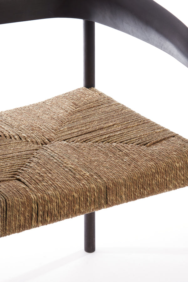 Delmar Dark Brown Wood Chair with Seagrass Accents - 60.5x57x76.5 cm