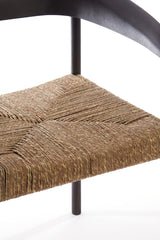 Delmar Dark Brown Wood Chair with Seagrass Accents - 60.5x57x76.5 cm