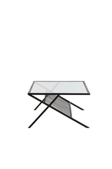 Sleek Ezra Glass Coffee Table - 110x70x40 cm in Clear and Matte Black