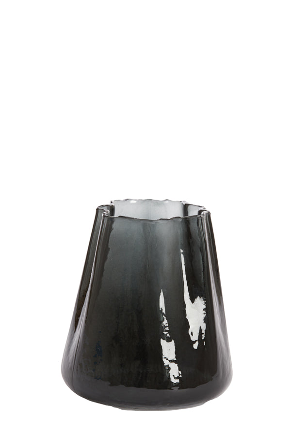 Elegant Grey Murada Glass Tealight Holder 14.5x15.5 cm