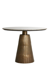 Round Marble Dining Table with Antique Bronze Base - Taupe Finish