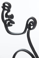 Sculptural Face Ornament on Stand in Matte Black - 28x8x38 cm