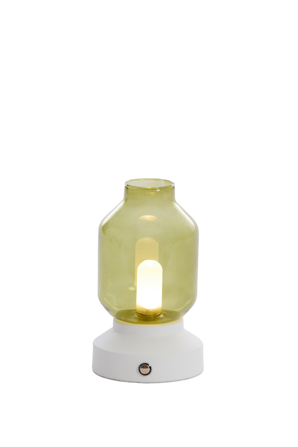 Elegant Merey Glass LED Table Lamp - Green & Cream, 11x19 cm