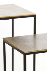Antique Bronze and Black Pillar Set - 25x25x80 & 30x30x90.5 cm