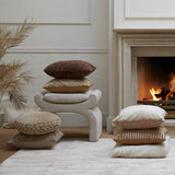 Cozy Square Pillow in Earthy Brown Tone