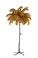 Elegant Feather Floor Lamp with Black and Caramel Accents, E14 Ø95x180 cm