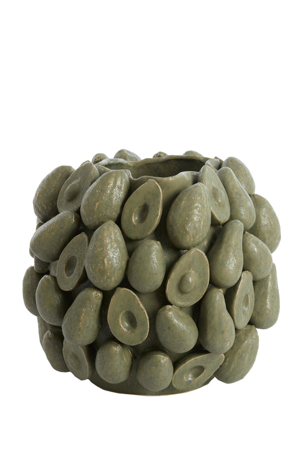 Elegant Olive Green Ceramic Vase - 36x35.5x31.5 cm