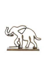 Antique Bronze Elephant Ornament on Base - 34x8x25 cm