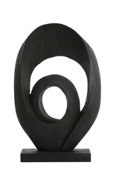 Sculptural Wooden Ornament in Matte Black Finish, 40x14x60 cm