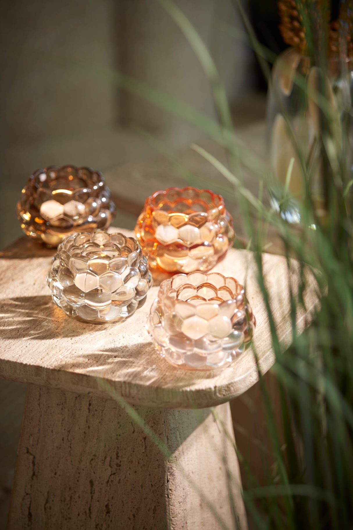 Havana Peach Glass Tealight Holder Ø12.5x8.5 cm