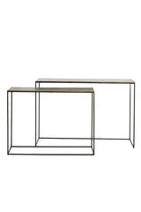 Set of 2 Console Tables in Antique Bronze and Black - Max Dimensions 119.5x30.5x78.5 cm
