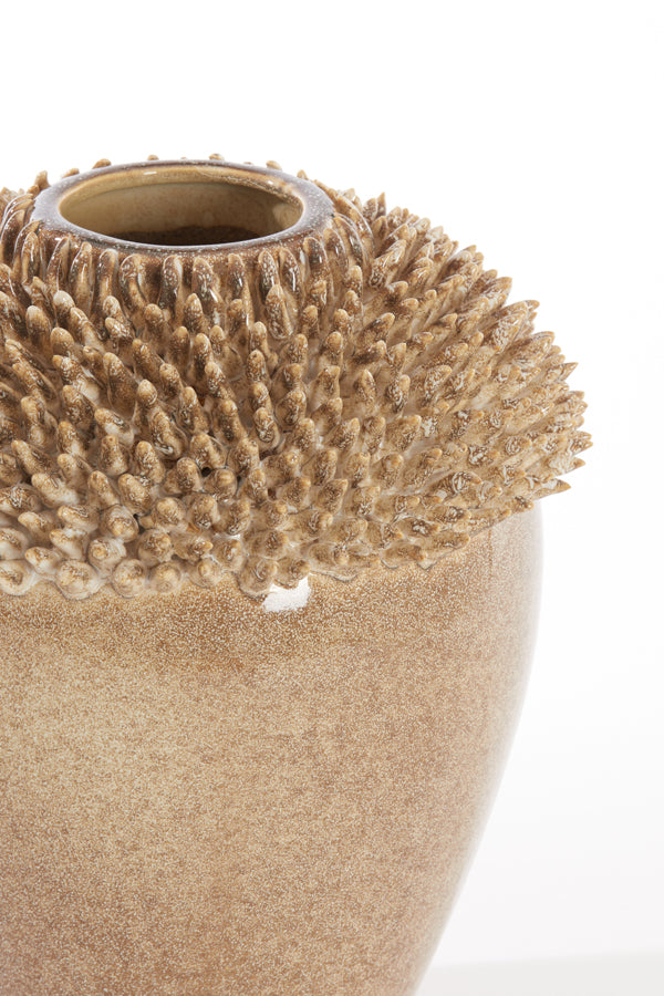 Taupe Ceramic Sangku Vase - 28x27.5x31.5 cm Decorative Piece
