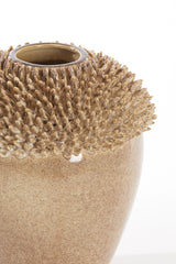 Taupe Ceramic Sangku Vase - 28x27.5x31.5 cm Decorative Piece