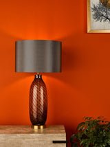 Zeya Grey Faux Silk Drum Shade 37cm