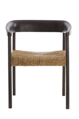 Delmar Dark Brown Wood Chair with Seagrass Accents - 60.5x57x76.5 cm