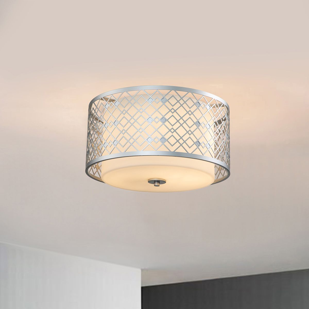 Ziggy 2lt Medium Flush - Lacquered Silver Lacquered Silver