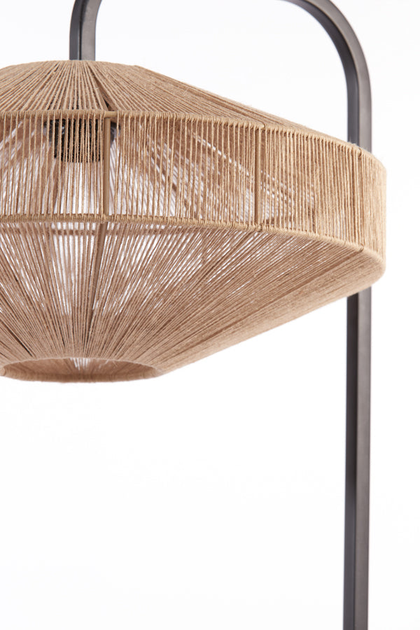 Lyra Natural and Matte Black Floor Lamp, 43x164 cm