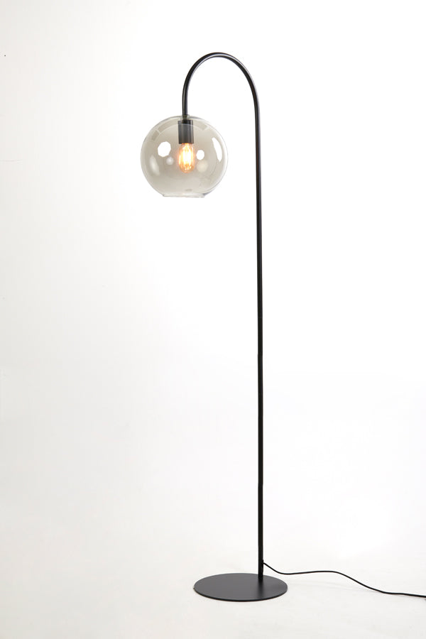 Elegant Floor Lamp with Matt Black Frame and Smoked Glass Elements, 45x28x158 cm