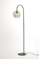 Elegant Floor Lamp with Matt Black Frame and Smoked Glass Elements, 45x28x158 cm