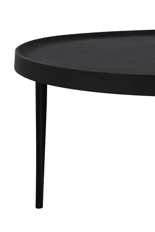 Elegant Tobias Black Nesting Coffee Tables - Set of 2 (Ø64x39 cm & Ø75x44 cm)