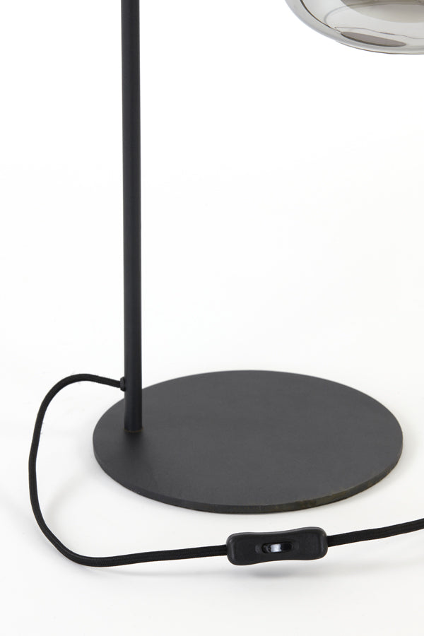 Elegant Black and Smoked Glass Table Lamp 26x20x60 cm
