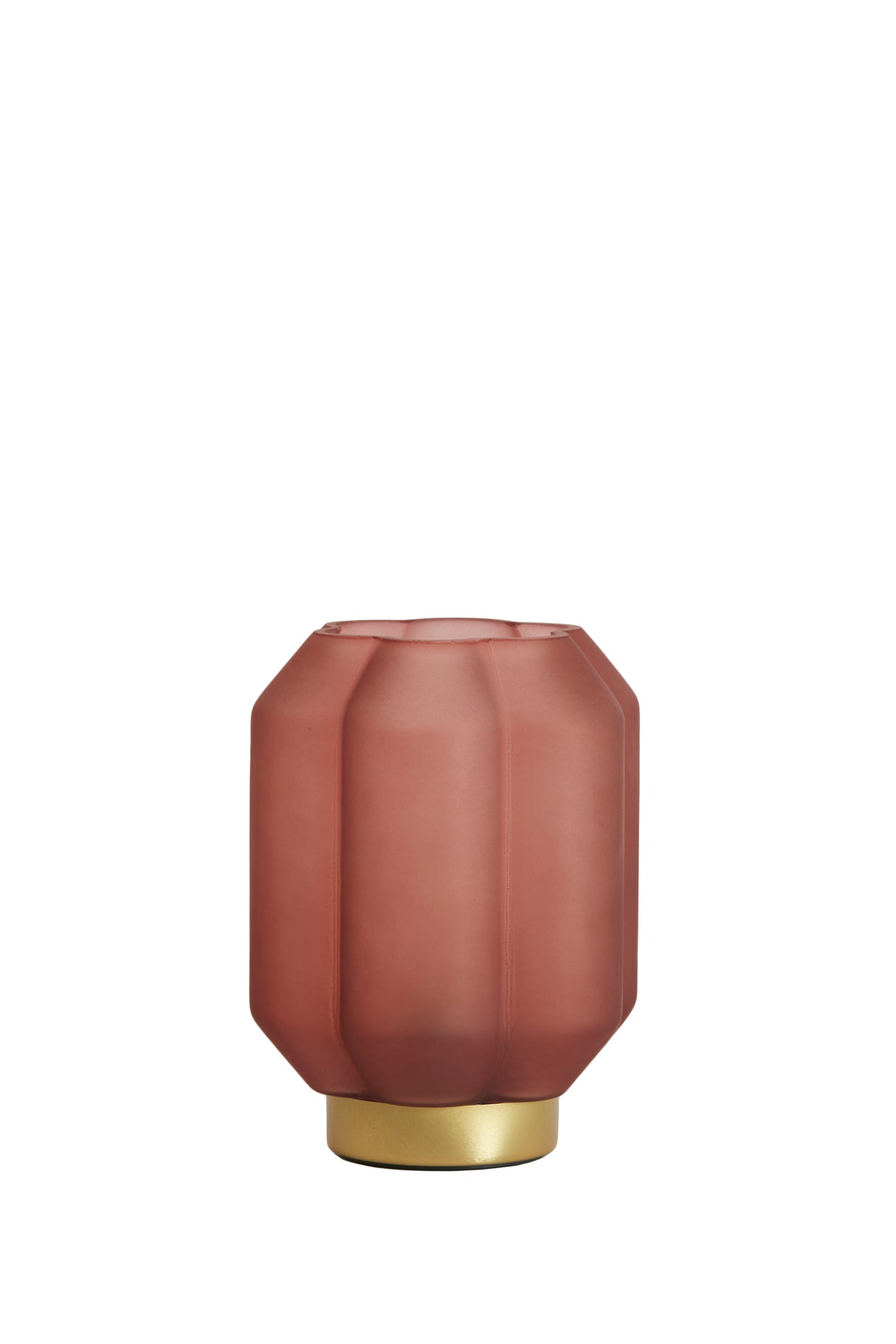Elegant Glass Table Lamp with Matte Brick Red and Gold Finish - 13x16.5 cm