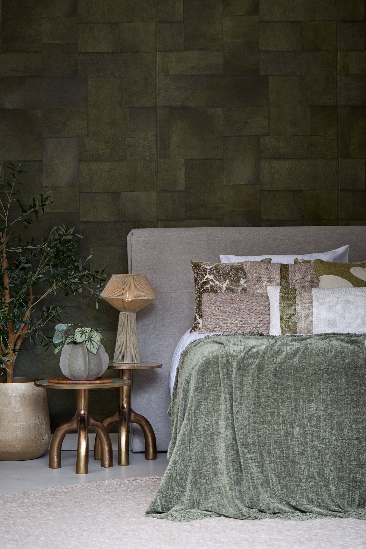 Beige Treneta Lumbar Cushion 60x30 cm