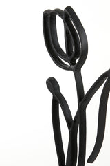 Matte Black Tulip Ornament on Stand, 24x8.5x45 cm