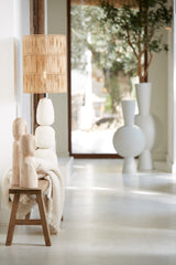 Title: Handcrafted Lumuna Wood Sculpture - Natural Finish, 12.5x12x32.5 cm